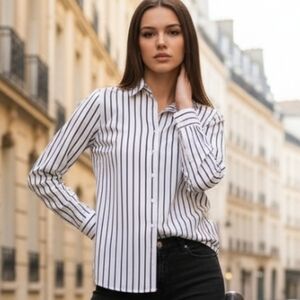 Gold Label Investments Women's Striped Button-Up Blouse Size 14 Petite